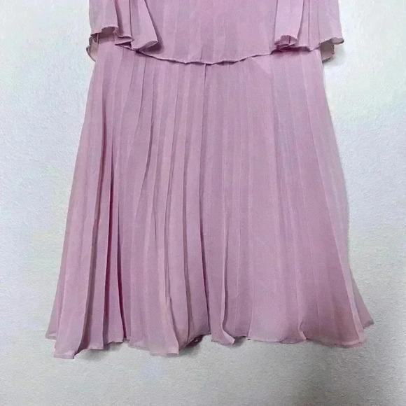 Asos Design Pleated Pink dress Size 6 Cross Back Mini Dress Flowy - Picture 3 of 7